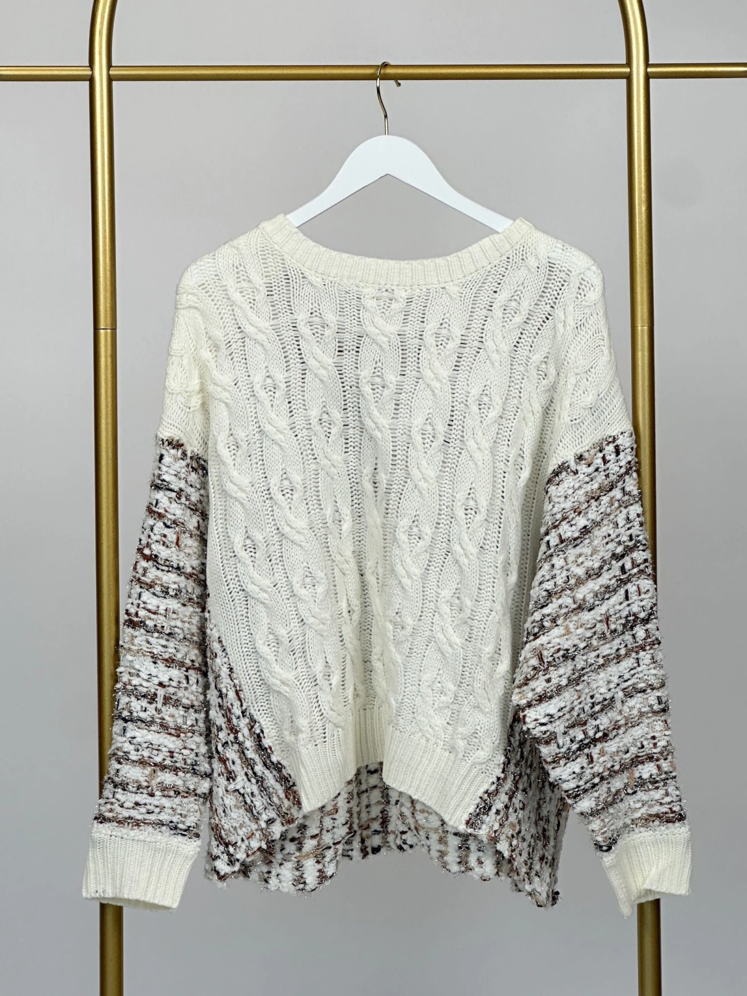 Multicolor Print Oversized Round Neck Knit Sweater | S/M- 2X/3X - Image 4