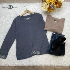 Brushed Top W/ Floral Contrast Sleeves | S-3XL *Final Sale*