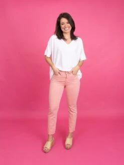 Mica Denim High Rise Vintage Garment Dyed Straight Leg Jeans- Pink | 0-15