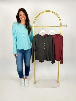 Buttoned Loose Fit Long Sleeve Round Neck Shirt | S - 2XL