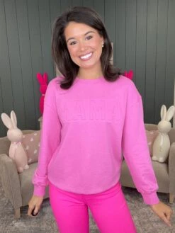 Mama Letter Embroidered Sweatshirt | S-L