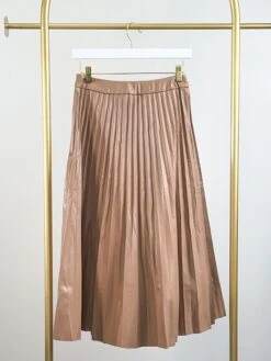 Faux Leather Plated Midi Skirt | S-L