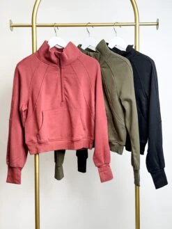 3/4 Zip Long Sleeve Sweatshirt W/ Thumbholes | S - 2XL