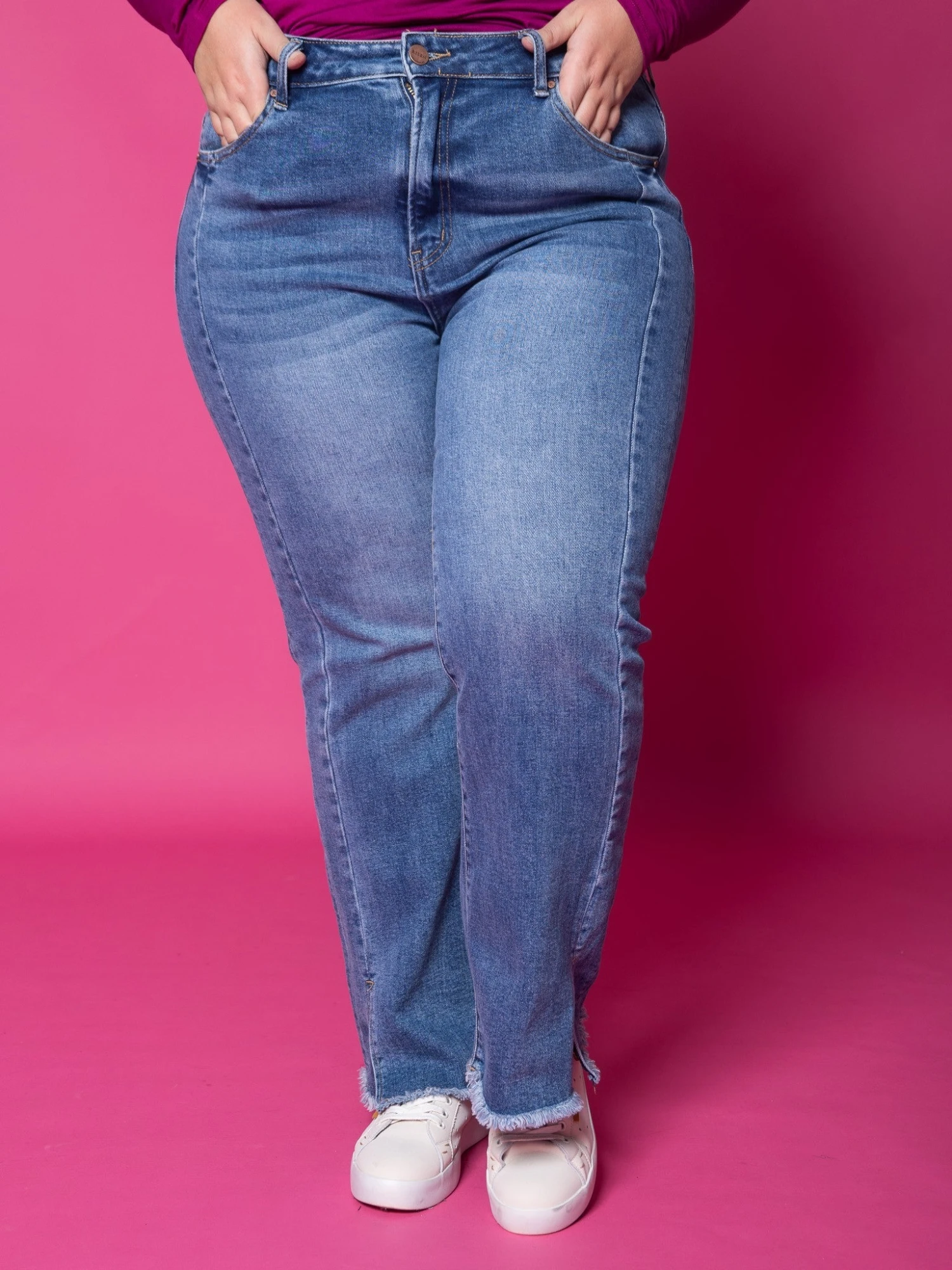 Risen High Rise Front Seam Straight Leg Jeans W/ Slits | 0-3X