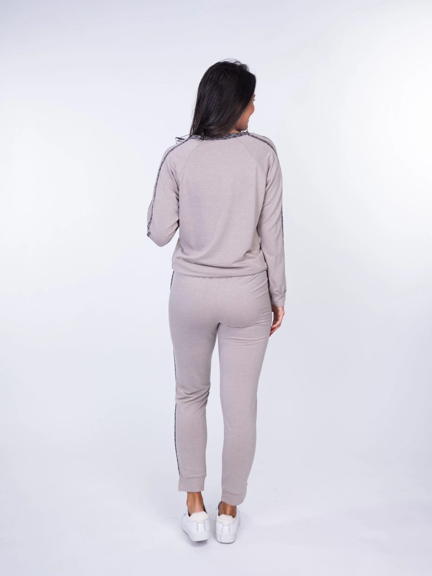 Leopard Trim Round Neck Lounge Pullover | S-L Set W/ Sku48789 - Image 4