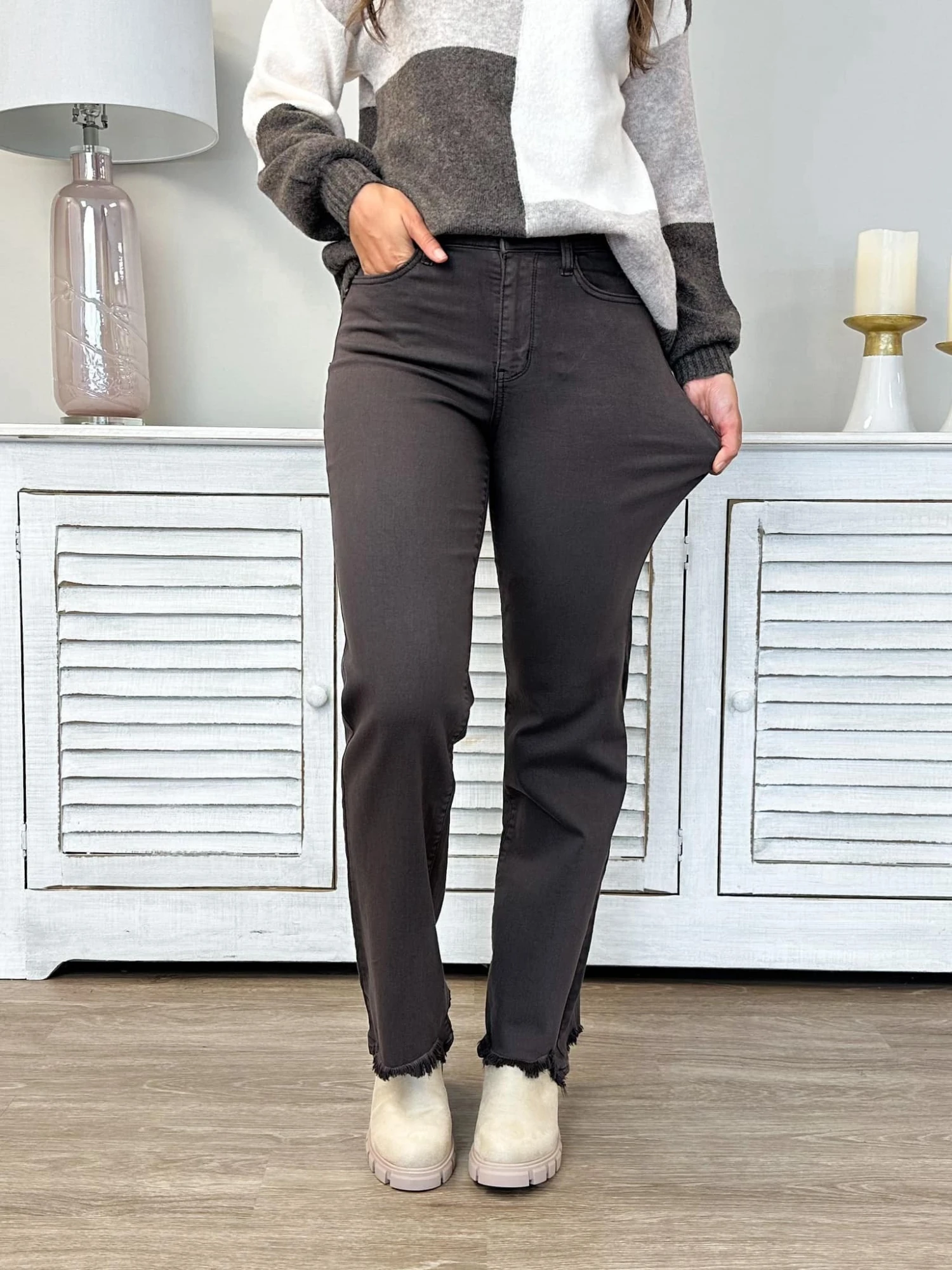 Judy Blue High Waist Frayed Hem 90's Straight Jean | 0 - 24 - Image 2