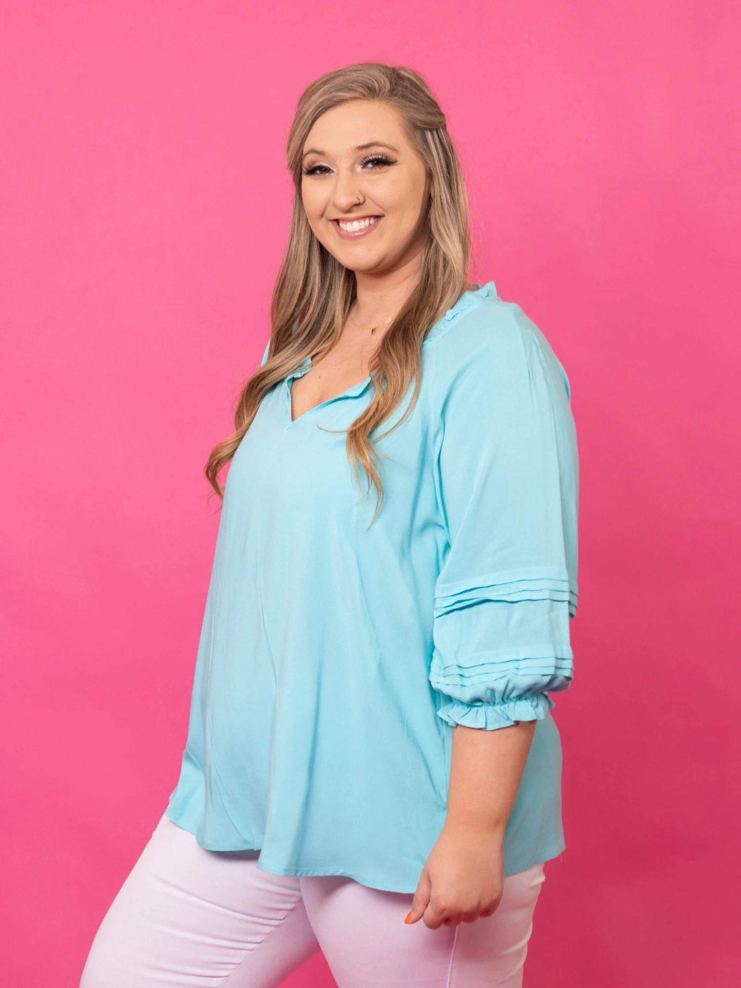 3/4 Sleeve V-Neck Top | S - 3X - Image 4