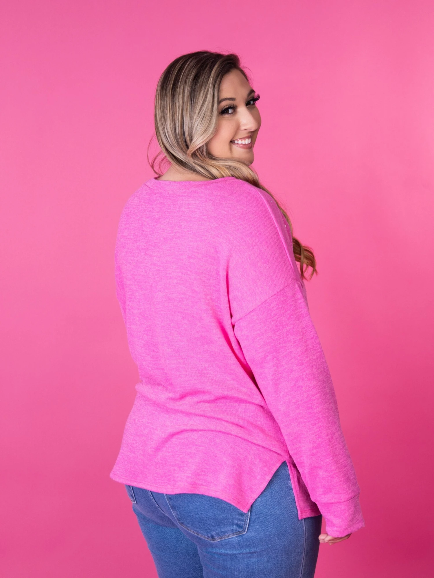 V Neck Sweater W/ Rhinestone Detailing | S-3X - Image 2