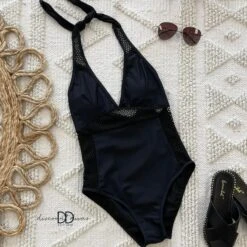 One Pieces V Neck Swimsuit With Tie At Neck *Final Sale*