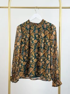 Ruffle Collar Floral Long Sleeve Blouse | S - 3X