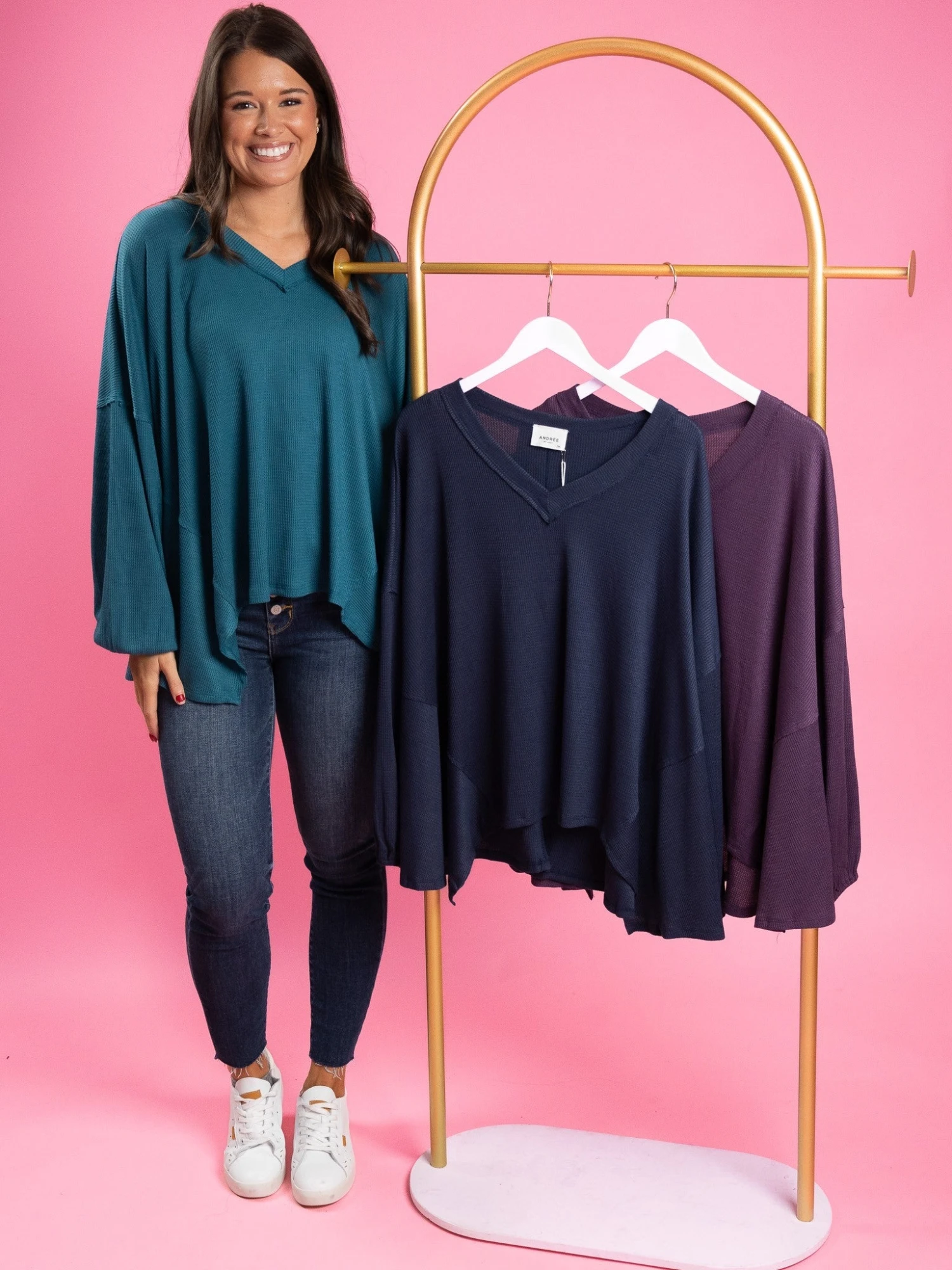 Long Sleeve V Neck Top | S/M- 2X/3X
