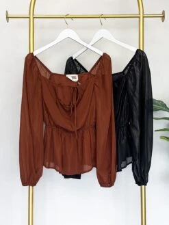 Lined Scoop Neck Long Sleeve Peplum Top | S - 3X