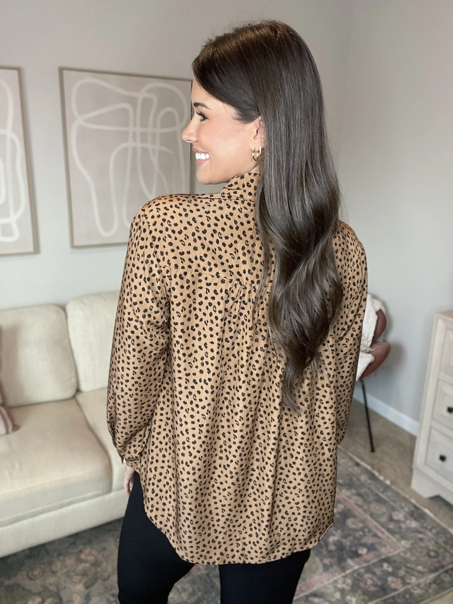 Leopard Print Collared Long Sleeve Top | S-3X - Image 3