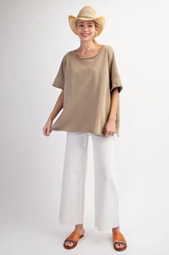 L Short Sleeve Acid Wash Terry Knit Top | S - 3X