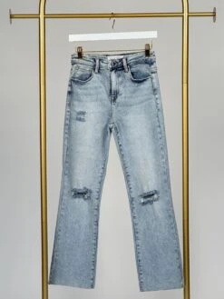 Risen Distressed High Rise Ankle Straight Leg Jeans | 0-3X