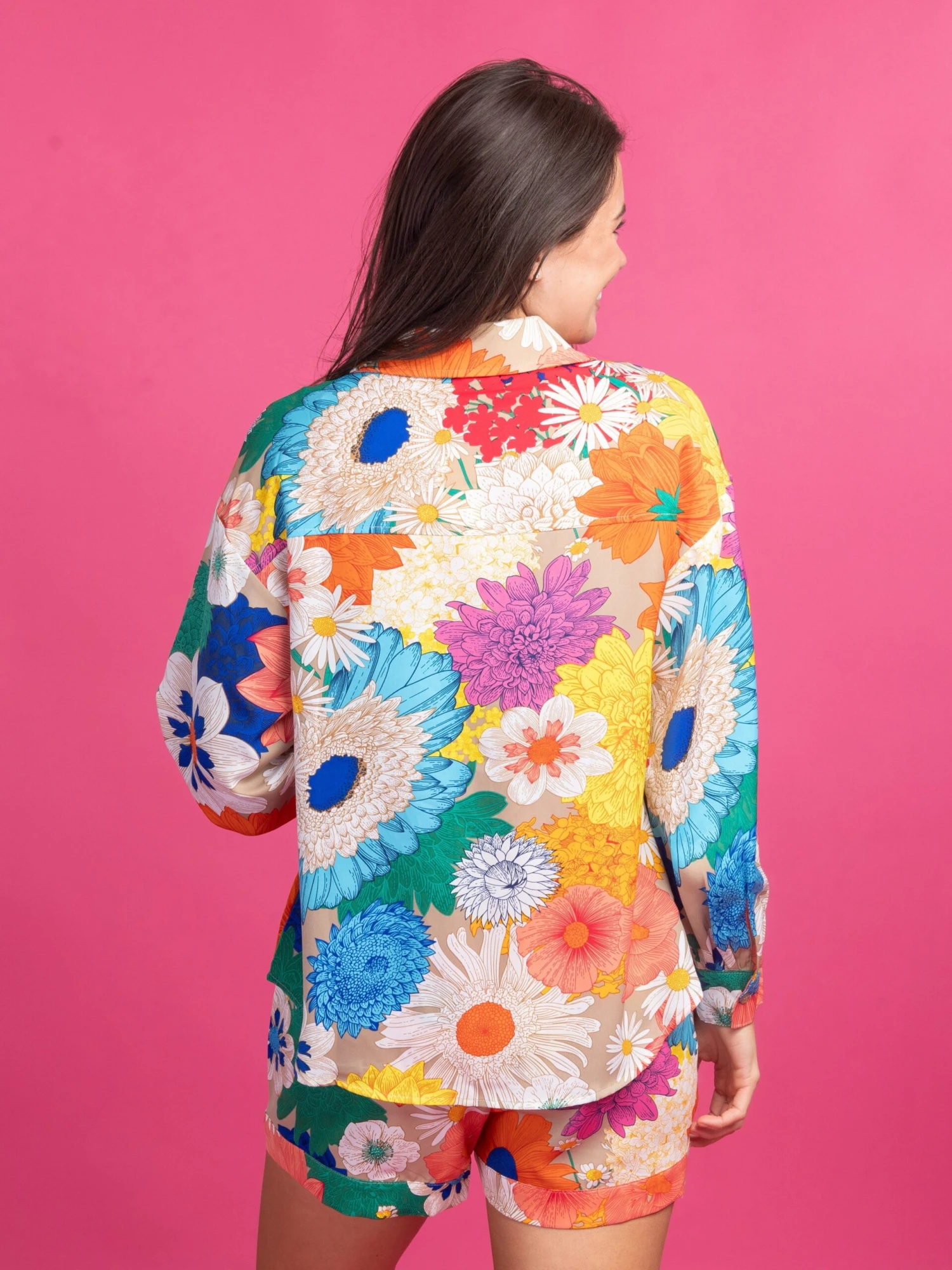 Floral Print Long Sleeve Button Up Top | S-L Set W/ Sku49797 - Image 3